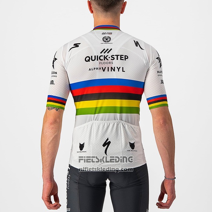 2022 Fietskleding UCI Deceuninck Quick Step Wit Korte Mouwen en Koersbroek